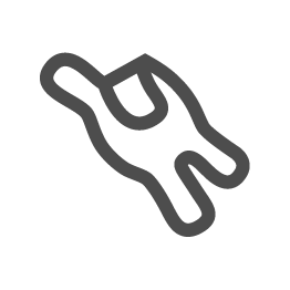 A simple black outline of a hand reaching down with fingers slightly bent, on a light gray background.